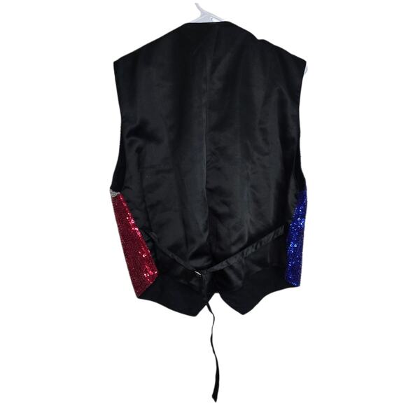 Vintage 1990s JC Texas Sequin Vest Size Extra Large Showman Red White Blue - Picture 3 of 7